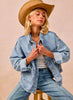 Washed Denim Jacket With Double Pocket Back Pleat