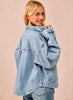 Washed Denim Jacket With Double Pocket Back Pleat