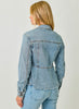 Mystree Washed Denim Peplum Jacket - Denim available at The Good Life Boutique