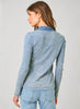 Mystree Washed Thermal Button Down Top - Denim Blue available at The Good Life Boutique