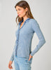 Mystree Washed Thermal Button Down Top - Denim Blue available at The Good Life Boutique