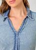 Mystree Washed Thermal Button Down Top - Denim Blue available at The Good Life Boutique