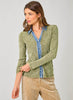 Mystree Washed Thermal Button Down Top - Olive available at The Good Life Boutique