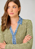 Mystree Washed Thermal Button Down Top - Olive available at The Good Life Boutique
