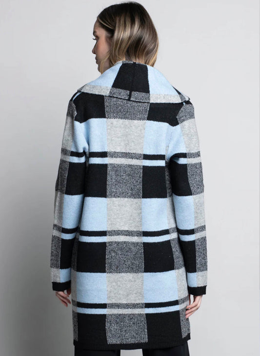 Picadilly Fashions Wide Collar Cardigan - Blue Multi available at The Good Life Boutique