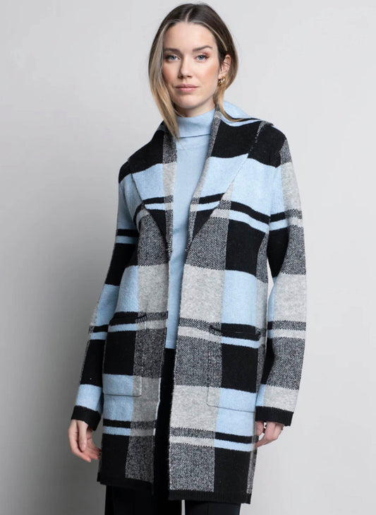 Picadilly Fashions Wide Collar Cardigan - Blue Multi available at The Good Life Boutique