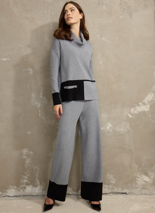 Picadilly Fashions Picadilly Wide Leg Knitted Pant - Black available at The Good Life Boutique