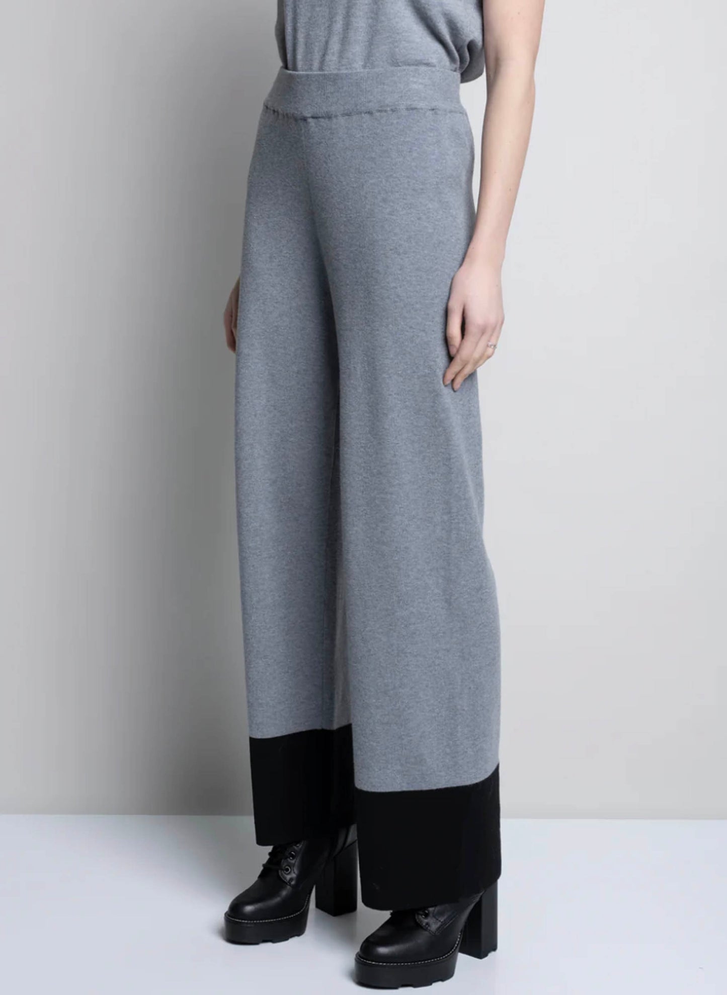Picadilly Fashions Picadilly Wide Leg Knitted Pant - Black available at The Good Life Boutique