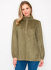 Willabella Suede Top With Ruffled Collar - Olive