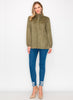 Willabella Suede Top With Ruffled Collar - Olive