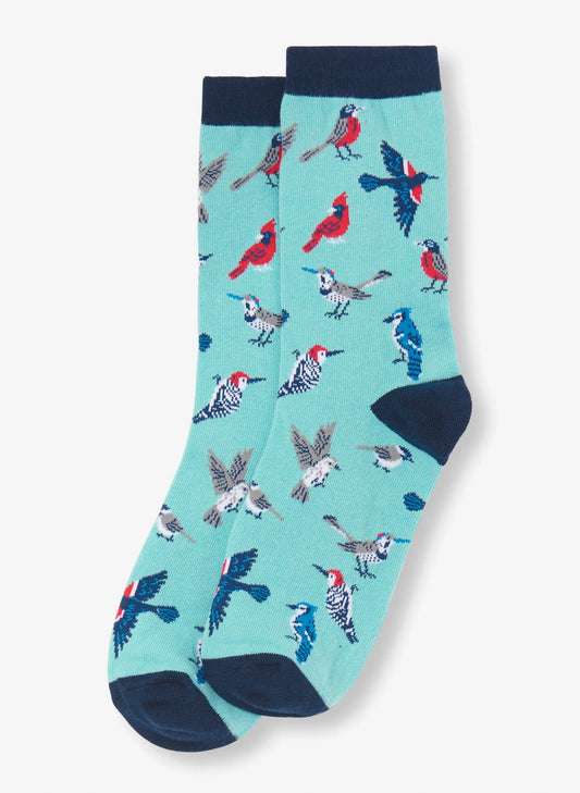 Hatley Little Blue House Inc. Winter Cardinals Woman's Crew Sock - Light Blue available at The Good Life Boutique