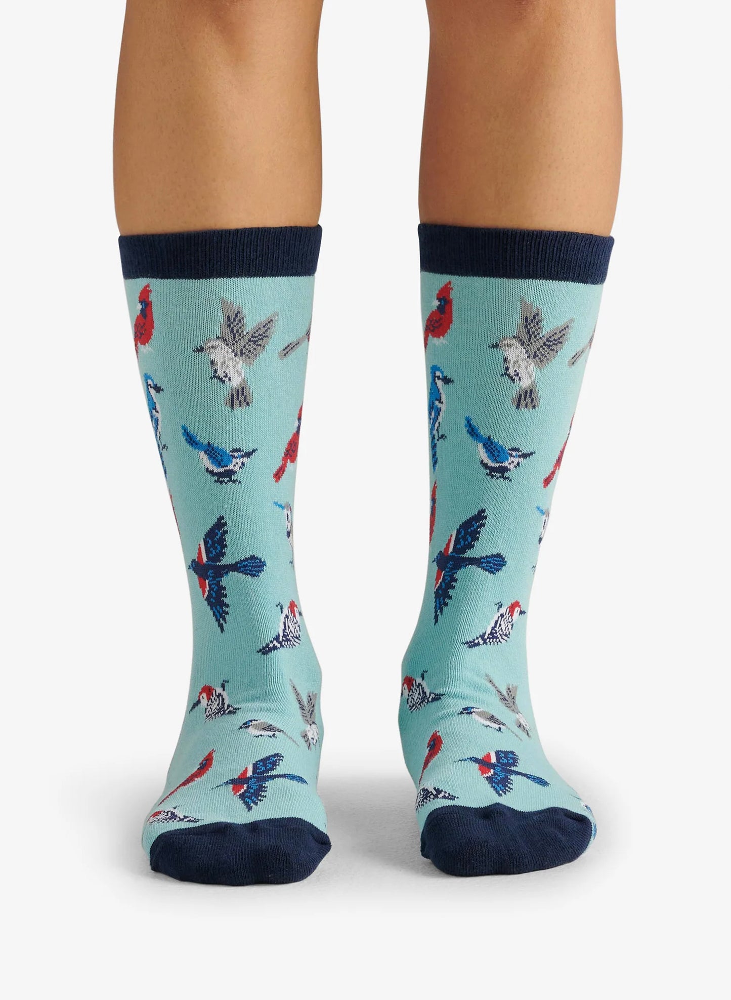 Hatley Little Blue House Inc. Winter Cardinals Woman's Crew Sock - Light Blue available at The Good Life Boutique