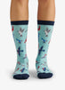 Hatley Little Blue House Inc. Winter Cardinals Woman's Crew Sock - Light Blue available at The Good Life Boutique