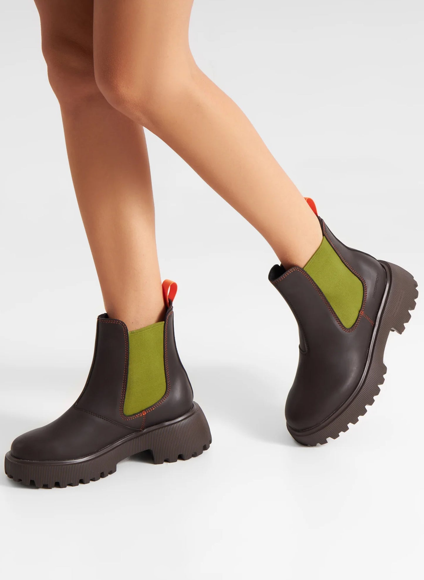 Woden Aya WaterproofAnkle Boot, Chocolate Bambus Green