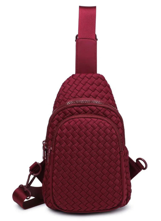 Sol & Selene Sol & Selene - Beyond - The Horizon - Woven Sling Backpack - Wine available at The Good Life Boutique