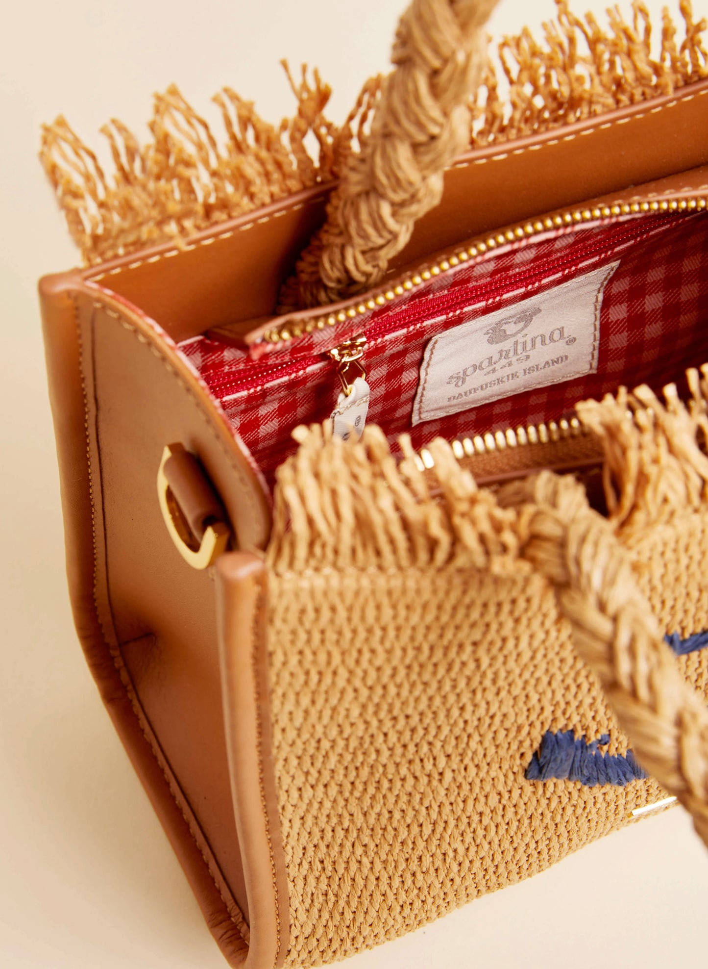 Spartina Woven Straw Dune Satchel Anchor available at The Good Life Boutique
