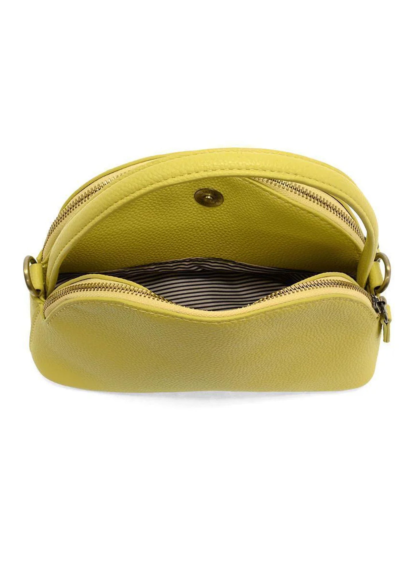 Joy Accessories Yellow Larissa Double Zip Dome Crossbody available at The Good Life Boutique