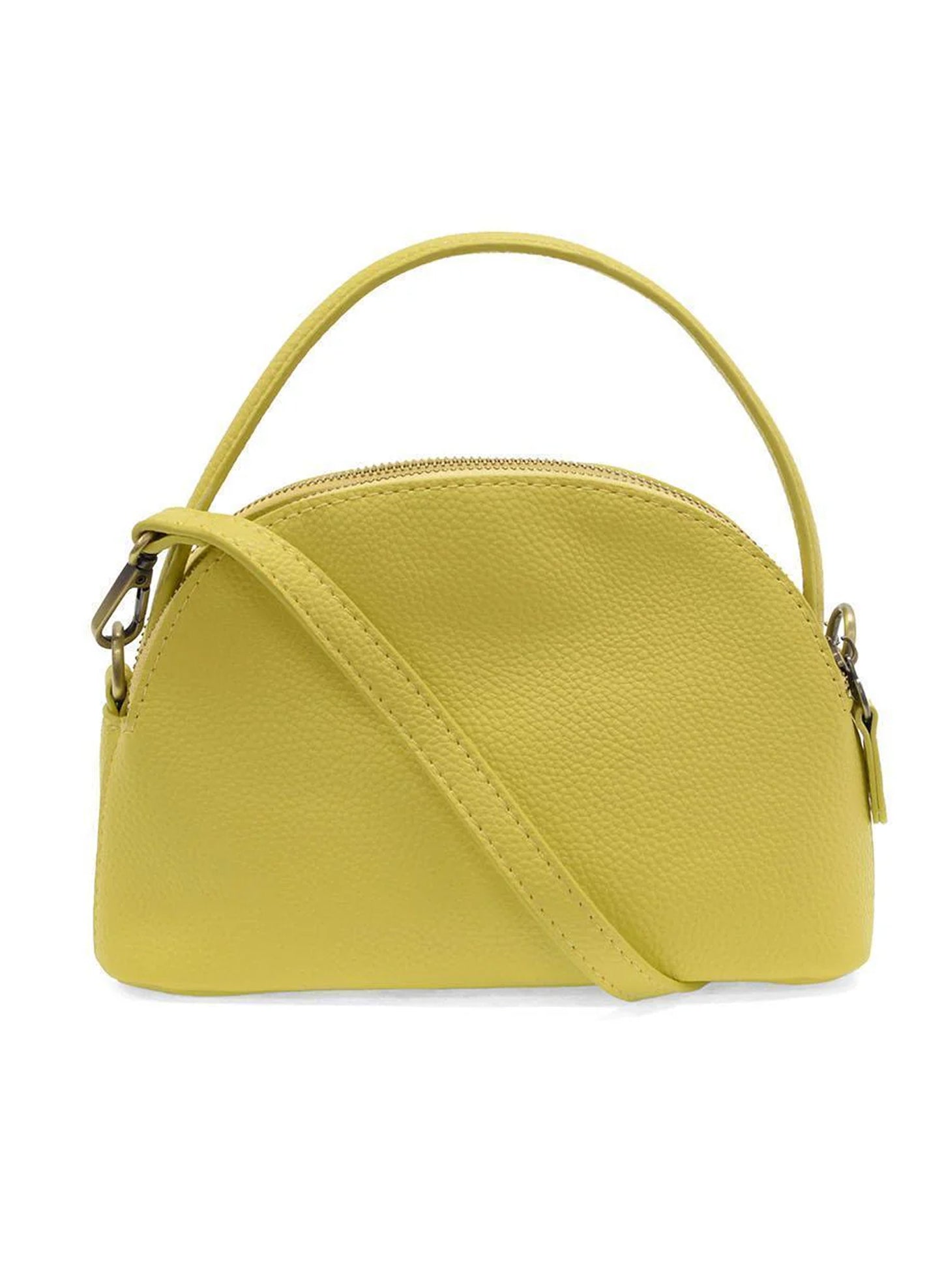 Joy Accessories Yellow Larissa Double Zip Dome Crossbody available at The Good Life Boutique