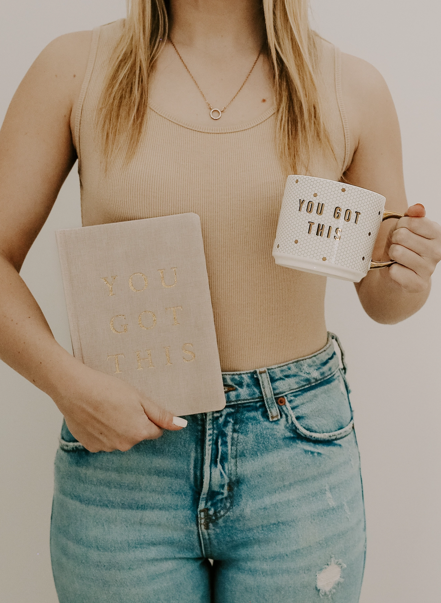 You Got This - Tan and Gold Foil Fabri Journal