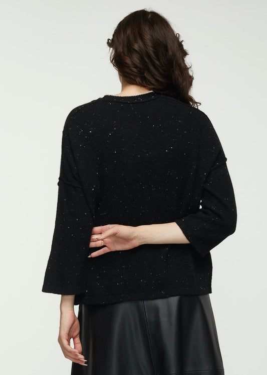 Zaket & Plover Zaket & Plover - Donegal Pocket Sweater - Black available at The Good Life Boutique
