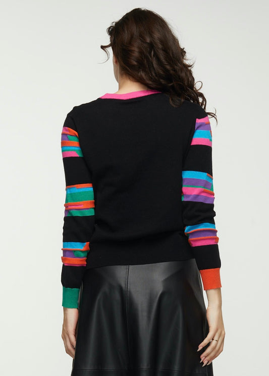 Zaket & Plover Zaket & Plover - Jacquard Stripe Sweater - Black available at The Good Life Boutique
