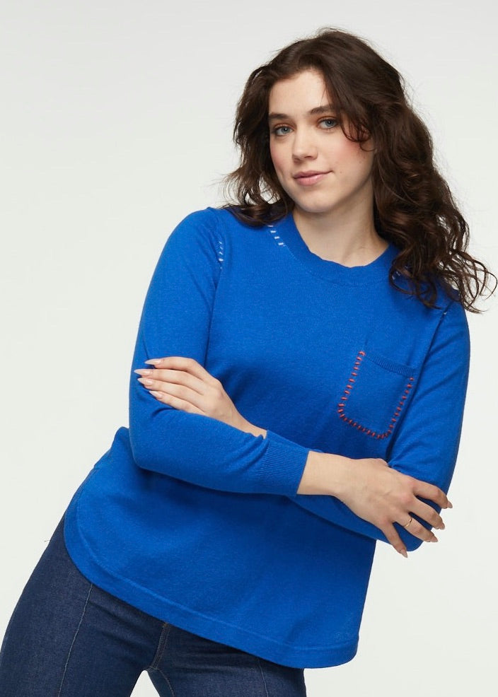 Zaket & Plover Zaket & Plover - Whip Stitched Sweater - Blue available at The Good Life Boutique