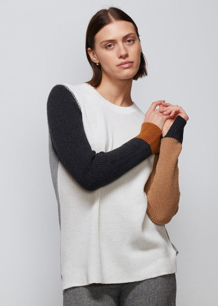 Zaket & Plover Zaket & Plover - Color BLK Rib Sweater - White available at The Good Life Boutique