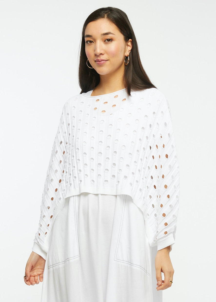 Zaket & Plover Zaket & Plover - Holey Shrug - White available at The Good Life Boutique