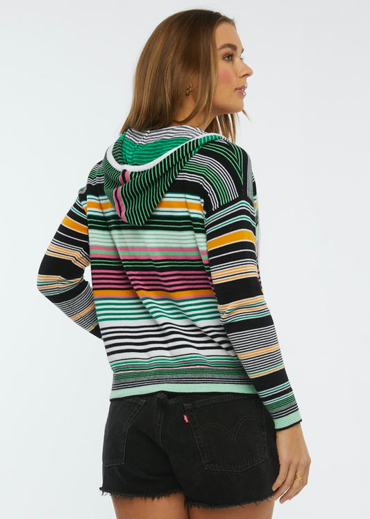 Zaket & Plover Zaket & Plover - Stripe Zip Up - Black available at The Good Life Boutique