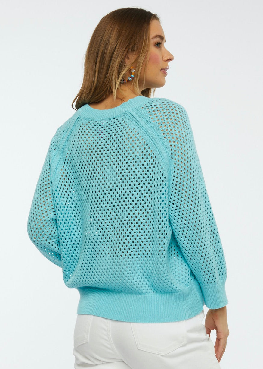 Zaket & Plover Zaket & Plover - Holey Top - Aquatic available at The Good Life Boutique