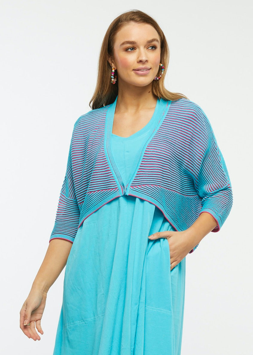 Zaket & Plover Zaket & Plover - Varigated Shrug - Turquoise available at The Good Life Boutique