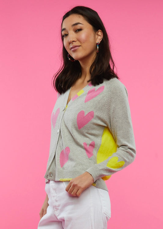 Zaket & Plover Zaket & Plover - Hearts Cardi - Marl available at The Good Life Boutique