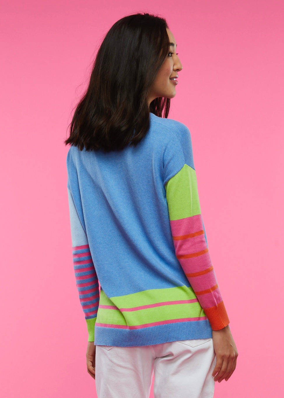 Zaket & Plover Zaket & Plover - Intarsia Squares Sweater - Chambray available at The Good Life Boutique