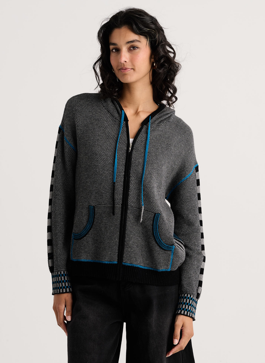 Zaket & Plover Zaket & Plover - Birdseye Hoodie - Black available at The Good Life Boutique