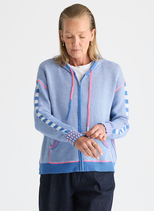 Zaket & Plover Zaket & Plover - Birdseye Hoodie - Chambray available at The Good Life Boutique