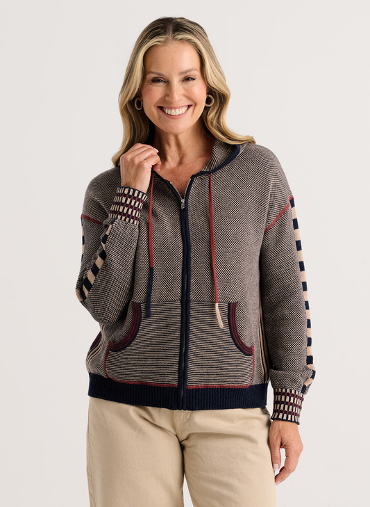 Zaket & Plover Zaket & Plover - Birdseye Hoodie - Dark Denim available at The Good Life Boutique