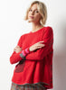 Zaket & Plover Zaket & Plover - Birdseye Trim Sweater - Raspberry available at The Good Life Boutique