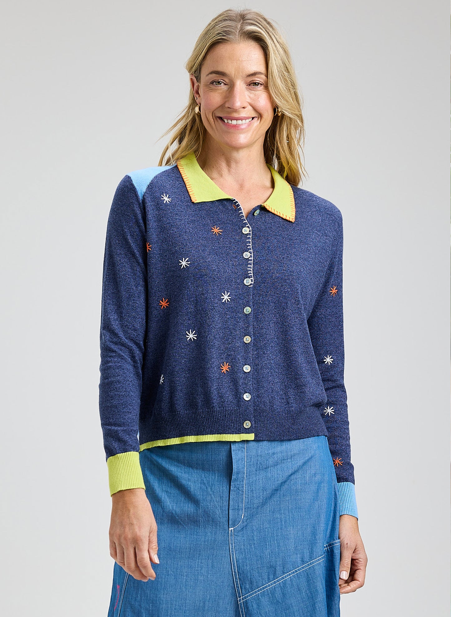 Zaket & Plover - Blossoms Hand Work Cardi - Denim