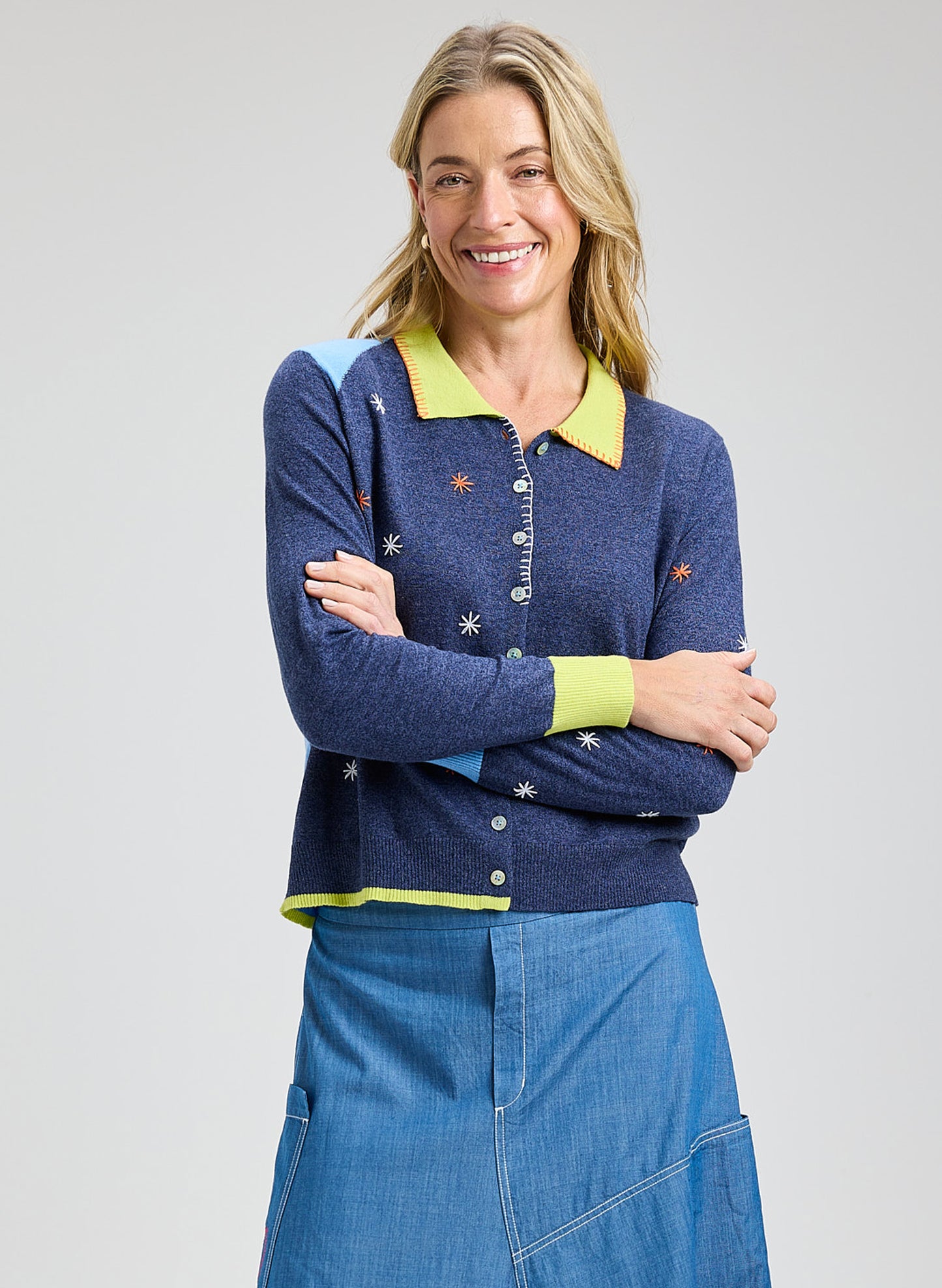 Zaket & Plover - Blossoms Hand Work Cardi - Denim