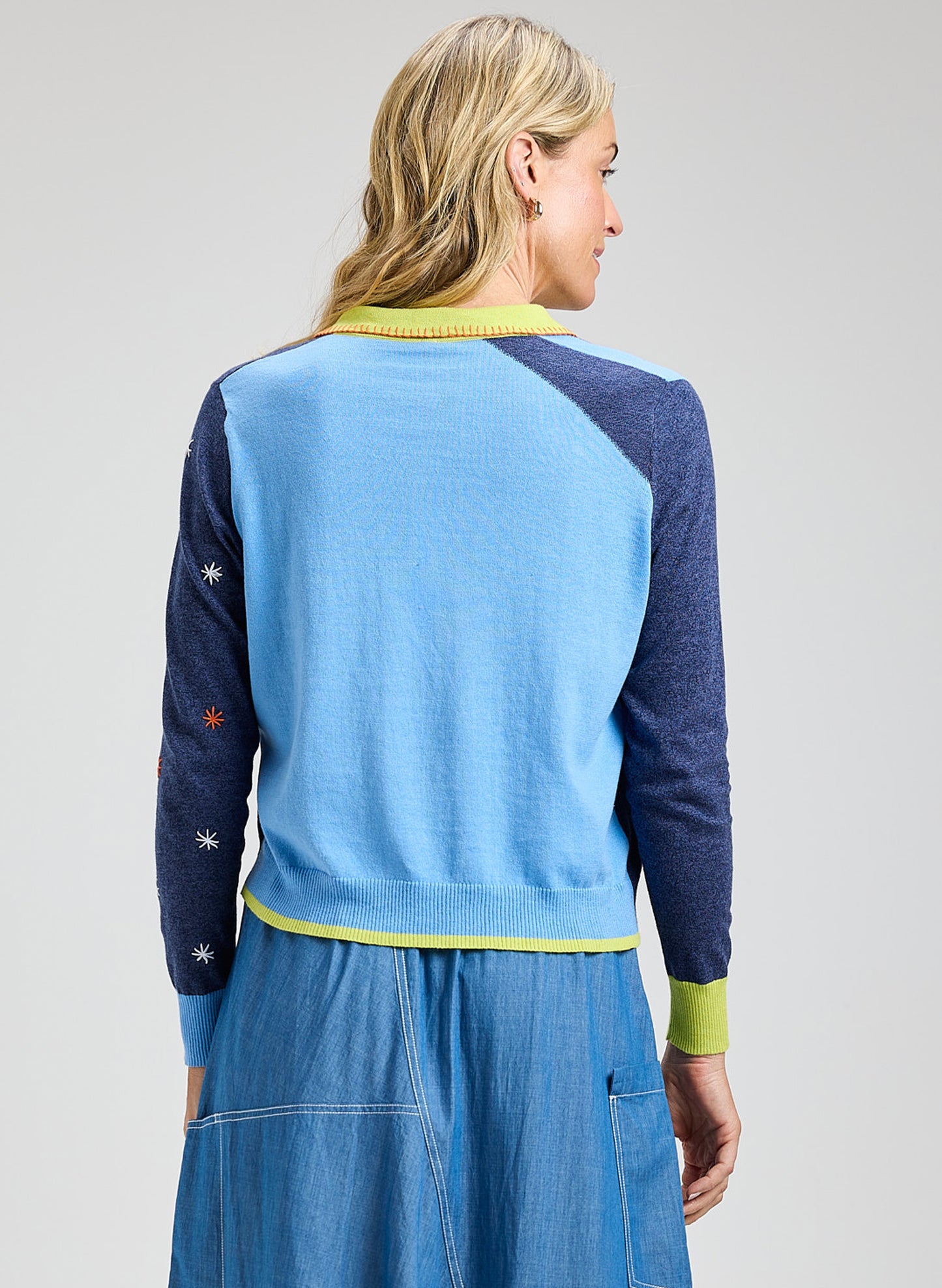 Zaket & Plover - Blossoms Hand Work Cardi - Denim