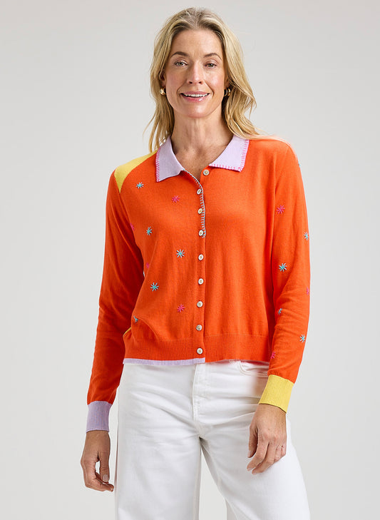Zaket & Plover - Blossoms Hand Work Cardi - Flame