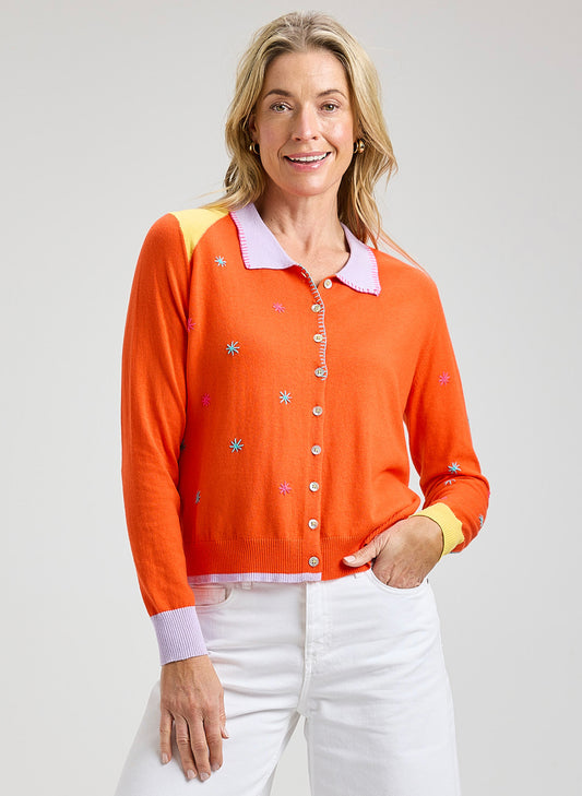 Zaket & Plover - Blossoms Hand Work Cardi - Flame