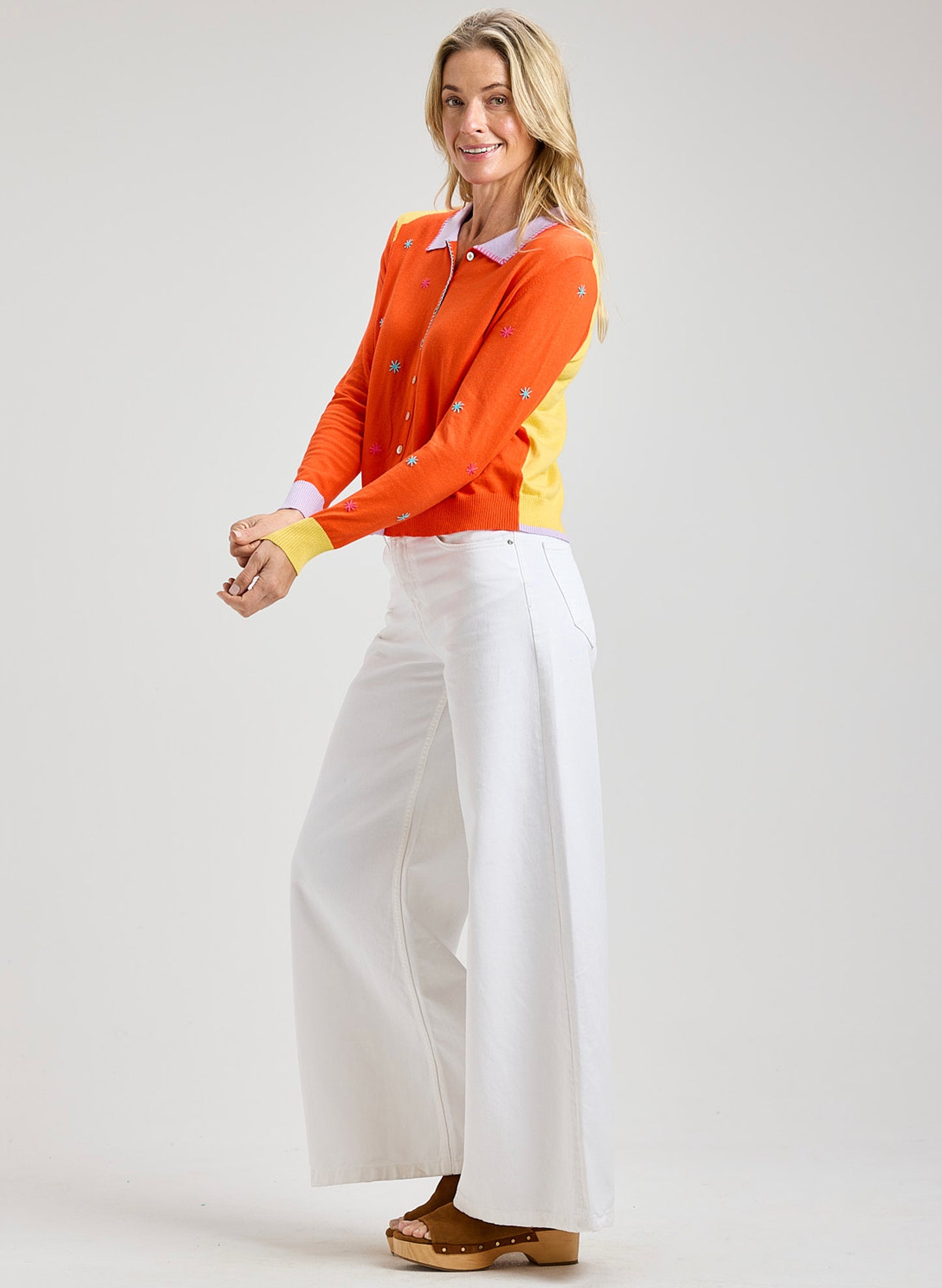 Zaket & Plover - Blossoms Hand Work Cardi - Flame