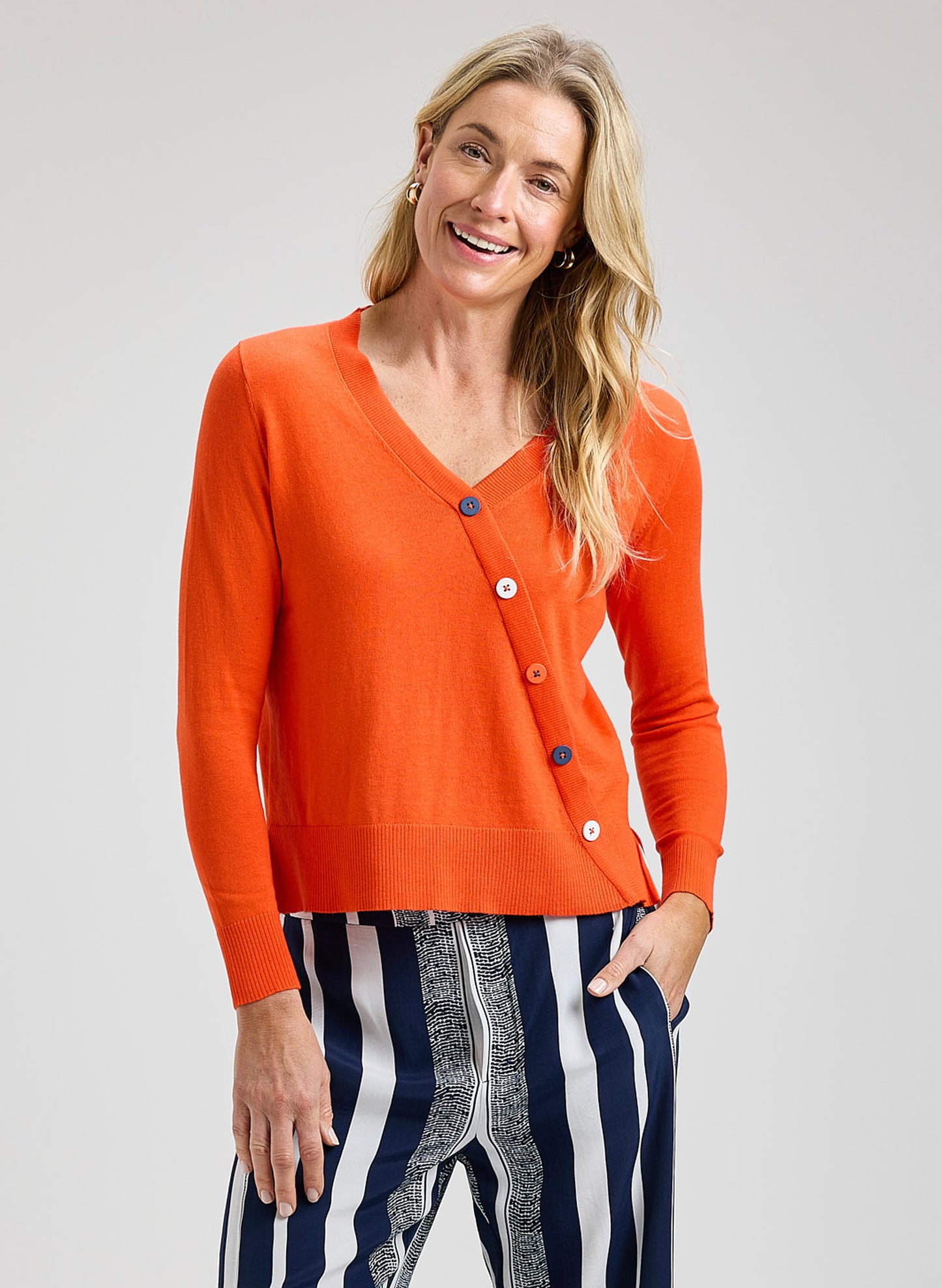 Zaket & Plover Zaket & Plover - Button Angle Sweater - Flame available at The Good Life Boutique