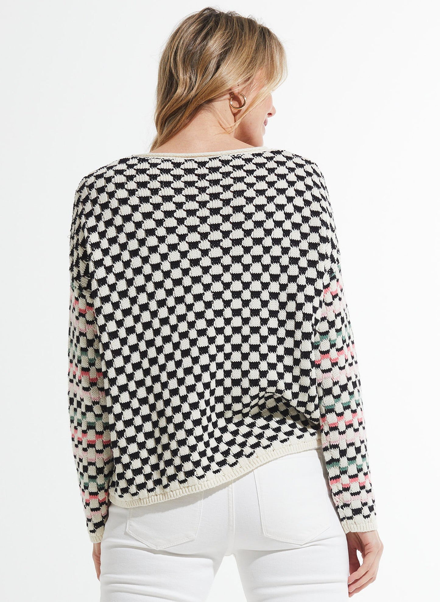 Zaket & Plover Zaket & Plover - Checkered Sweater - Vanilla available at The Good Life Boutique