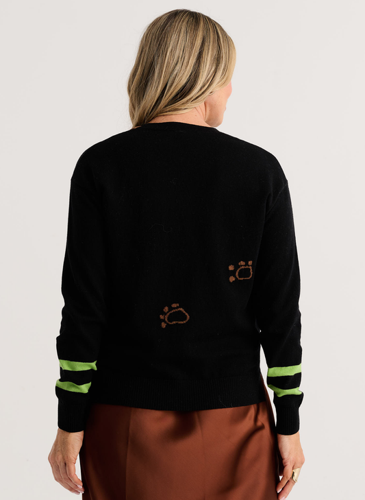 Zaket & Plover Zaket & Plover - Cheeky Cat Sweater - Black available at The Good Life Boutique