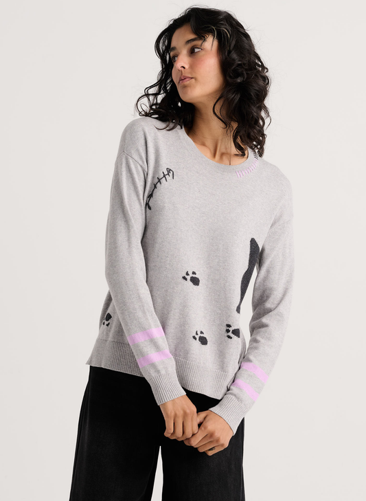 Zaket & Plover Zaket & Plover - Cheeky Cat Sweater - Marl available at The Good Life Boutique