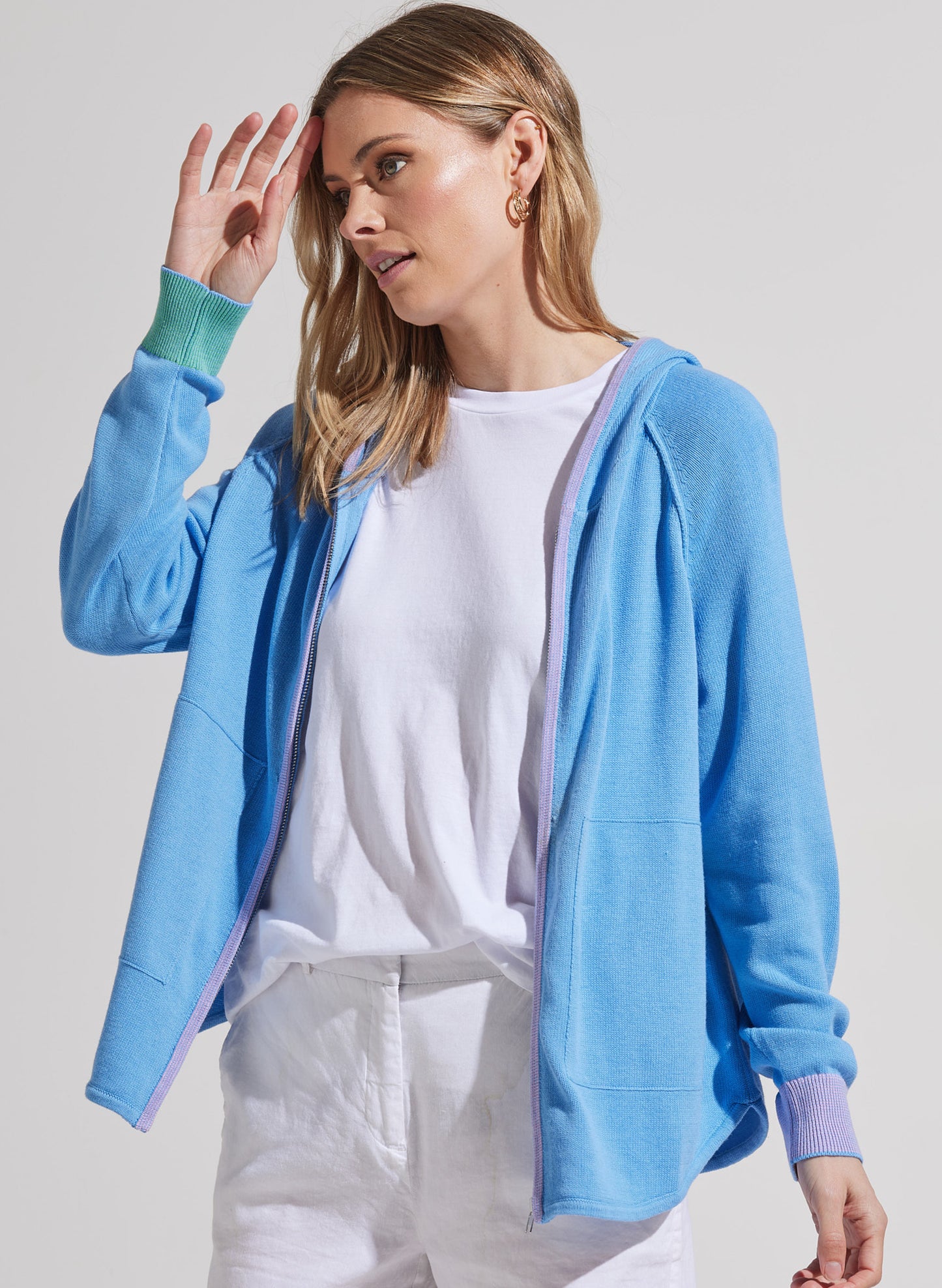 Zaket & Plover Zaket & Plover - Chunky Cotton Hoodie - Blue available at The Good Life Boutique