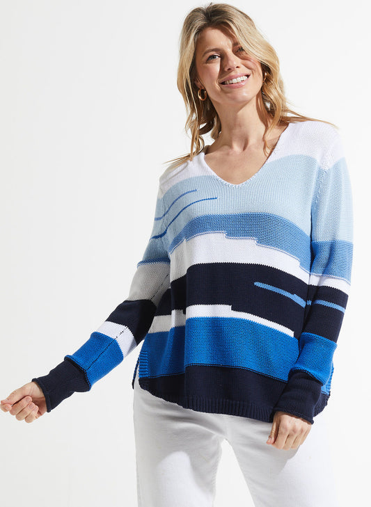 Zaket & Plover Zaket & Plover - Chunky Cotton V - Sailor available at The Good Life Boutique