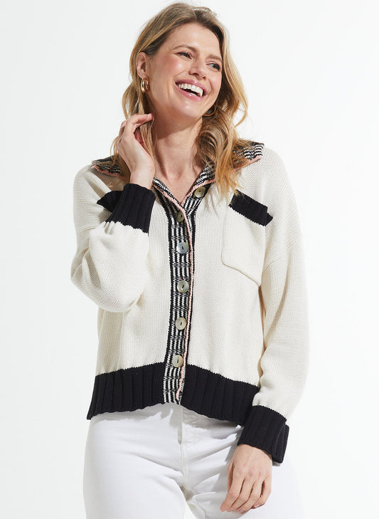 Zaket & Plover Zaket & Plover - Collared Cardi - Vanilla available at The Good Life Boutique